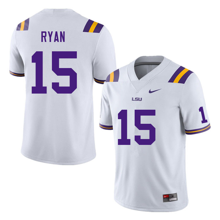 Men #15 Sage Ryan LSU Tigers College Football Jerseys Sale-White